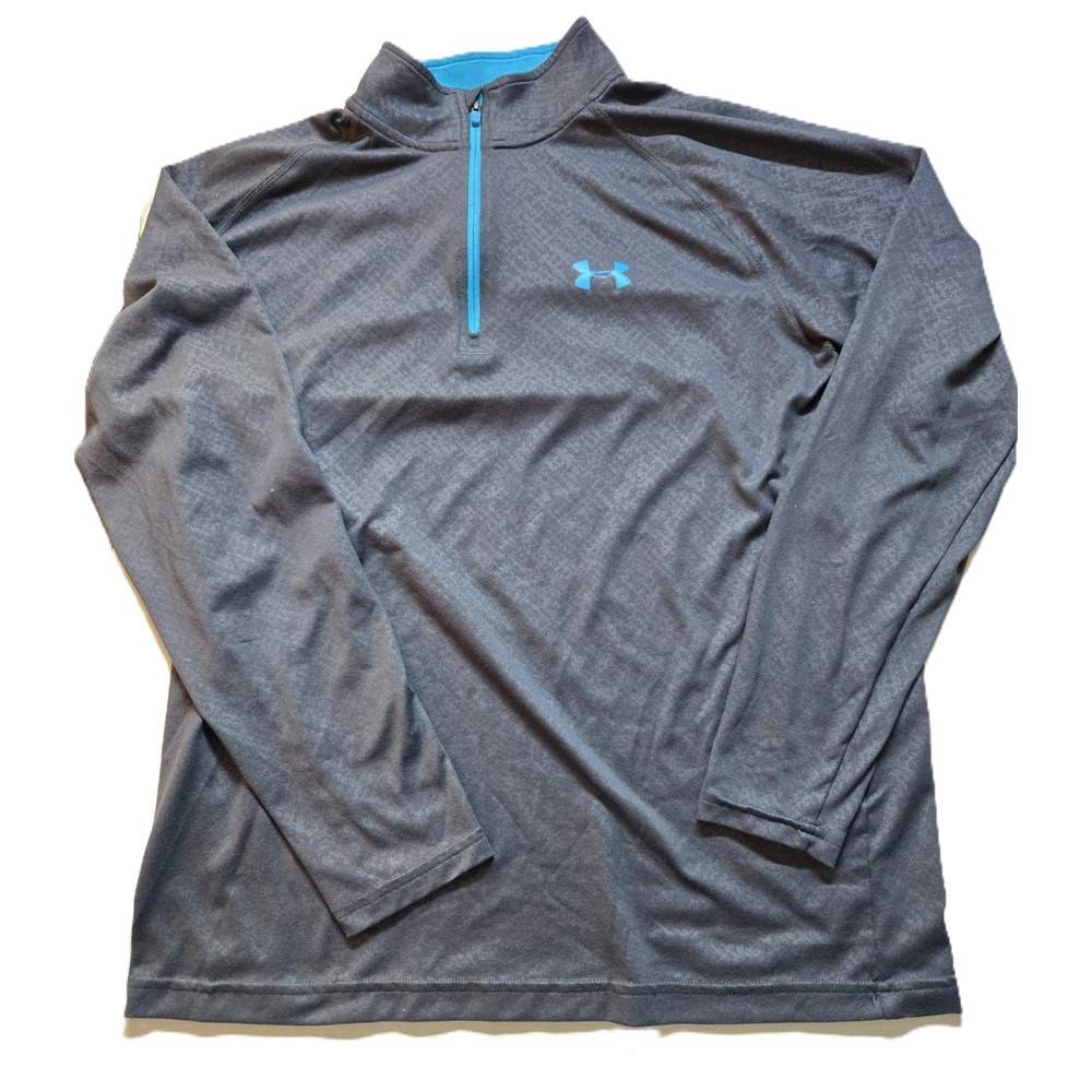 Under Armour Women's HeatGear Gray Blue Quarter Zip Long Sleeve Shirt SM